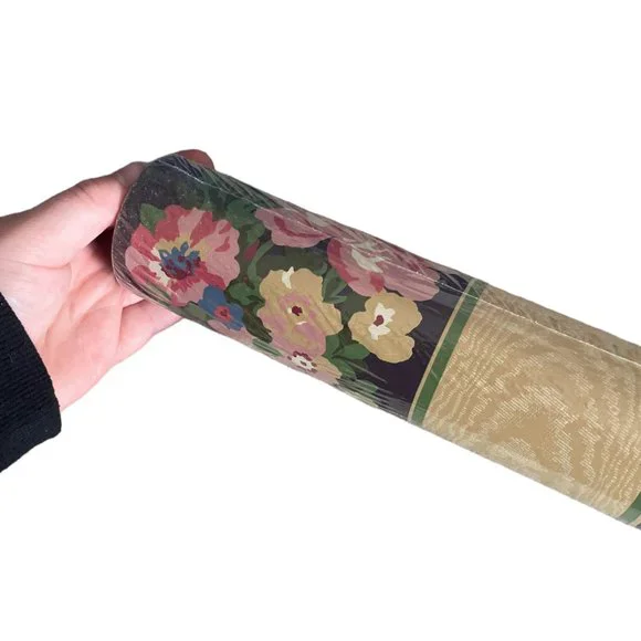 Vtg Katzenbach & Warren Double Roll Wallpaper Striped Floral 